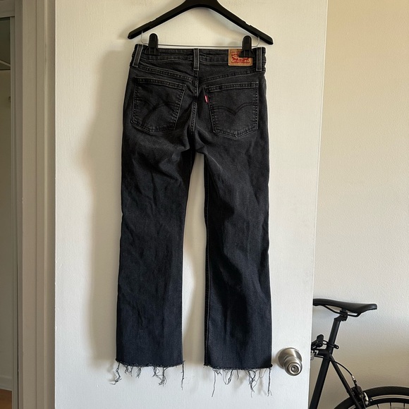 Levi’s Black Superlow Boot Low Rise Raw Hem Denim Jeans size 26 EUC - Picture 3 of 8